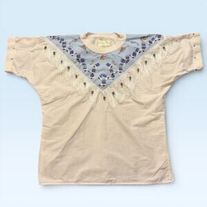 Vtg Hazelwood Southwestern Fashions Shirt Womens M Fringe